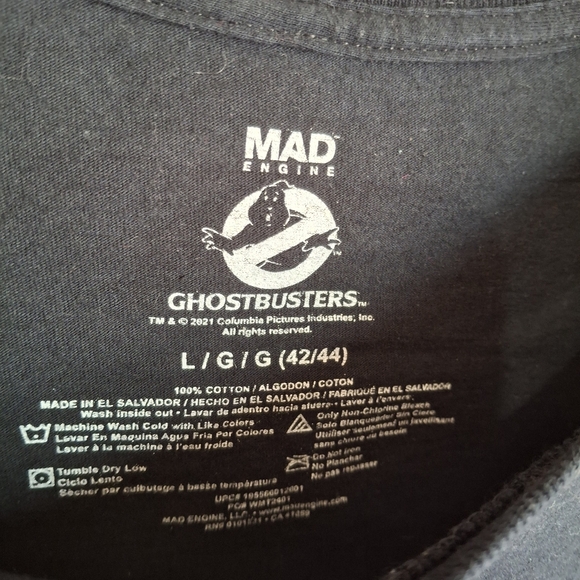GhostBusters Black Mens Neon Logo Tshirt L 42/44 - Picture 6 of 6